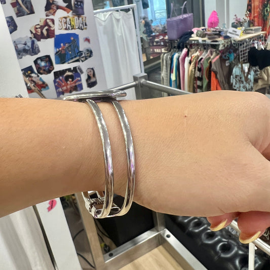 silver heart cuff bracelet