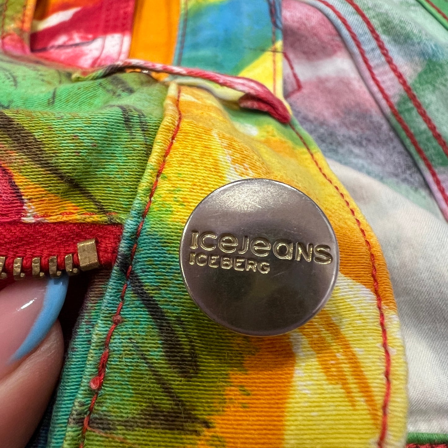 iceberg 00s multicolor floral print capri pants