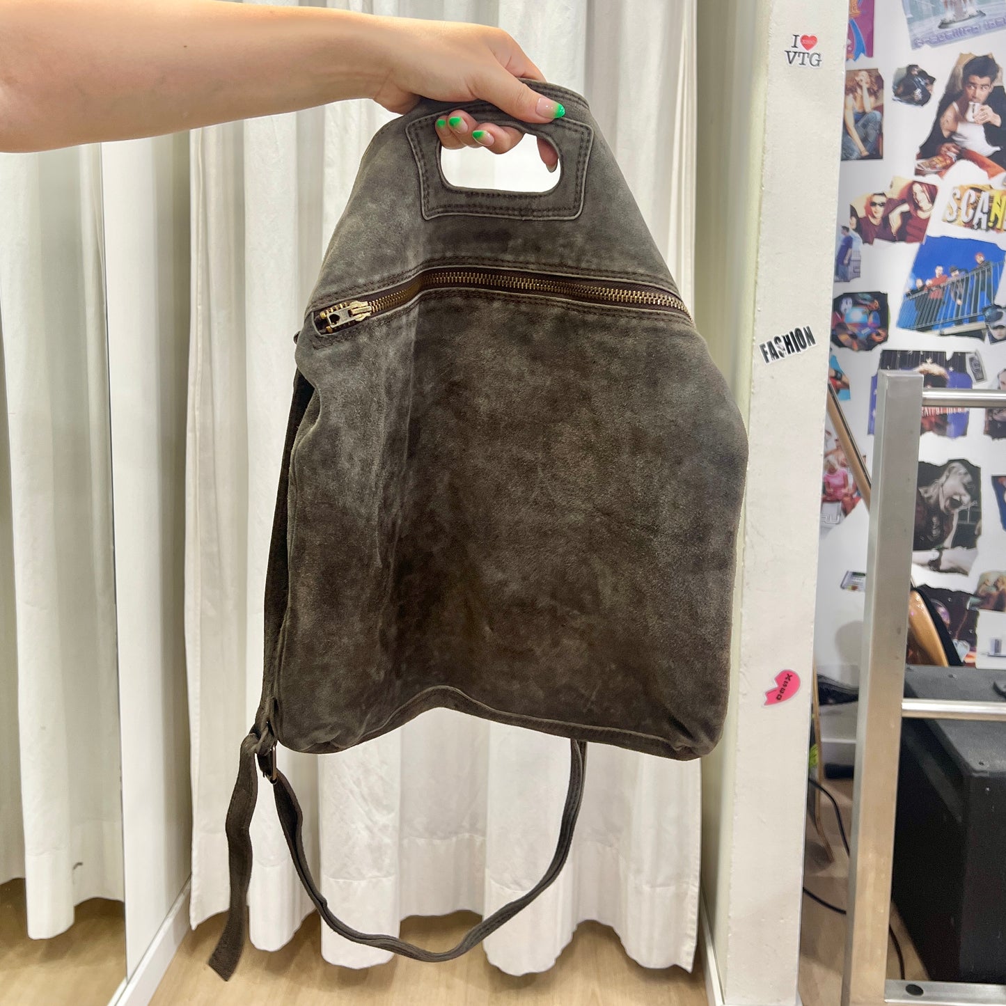 zen 00s topey brown suede crossbody bag
