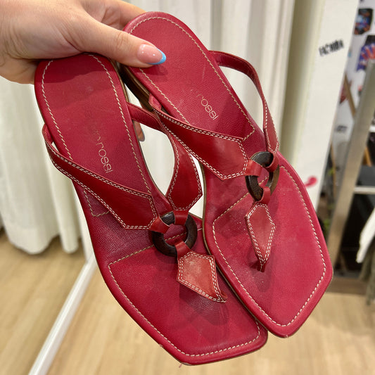 sergio rossi 00s red leather sandals