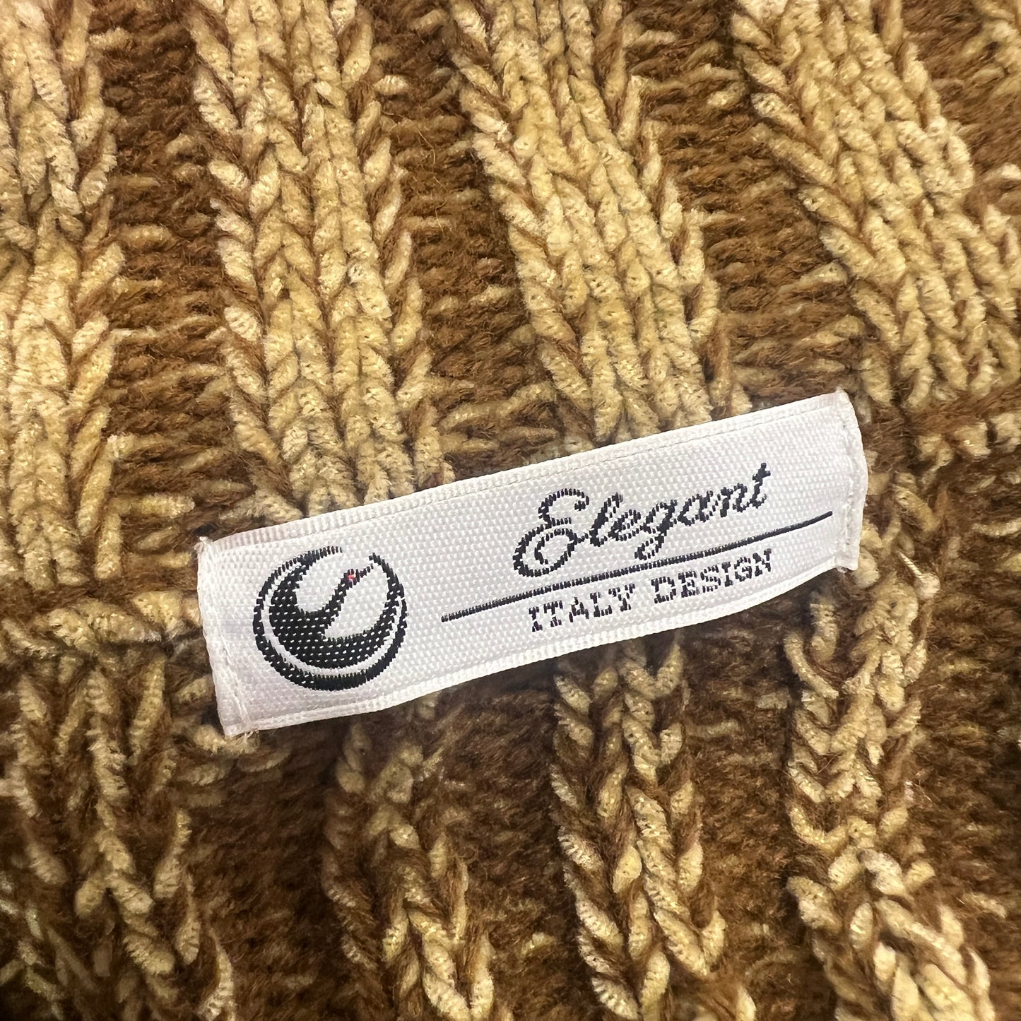 elegant 00s brown tan wool knit zip up sweater