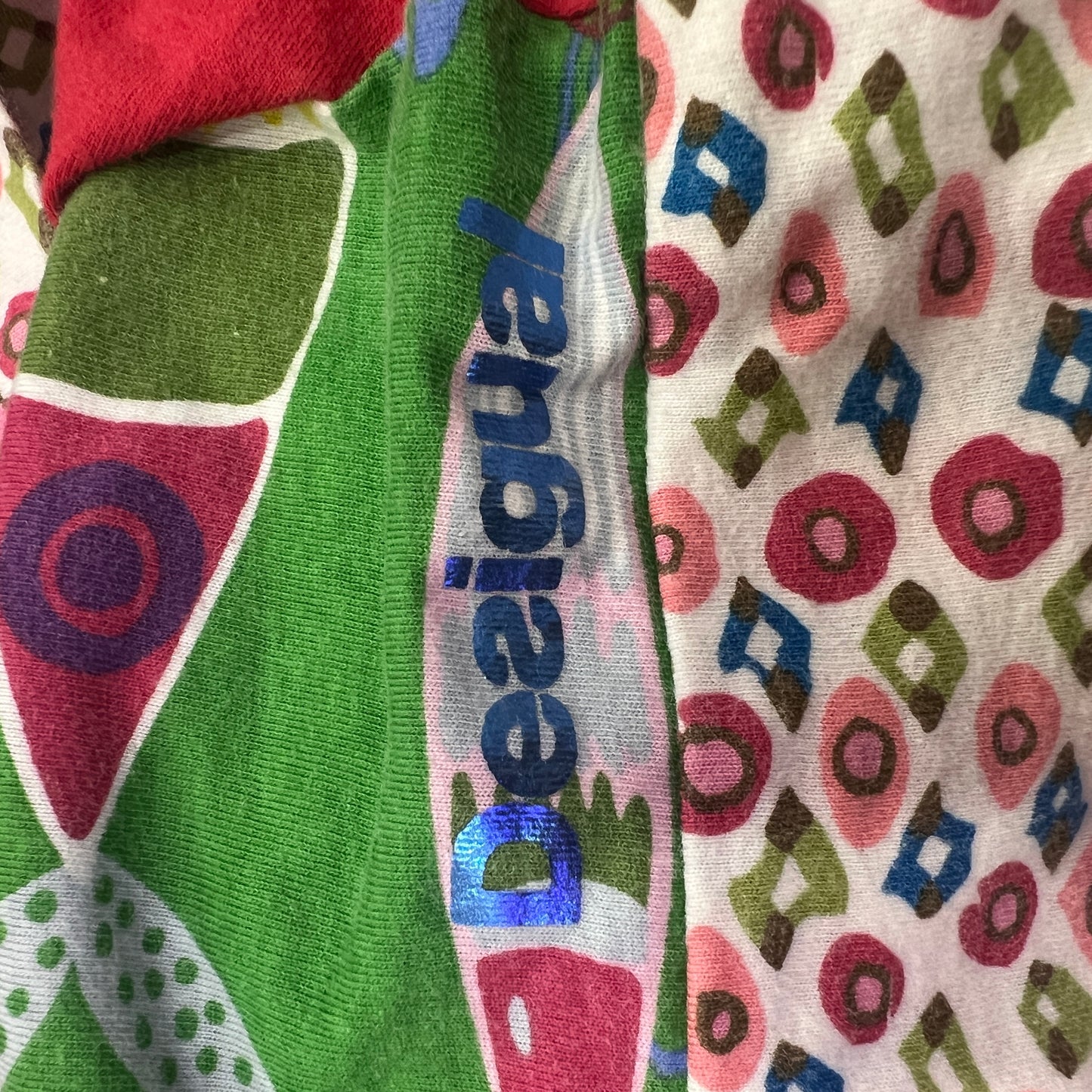 desigual 00s green short sleeve top with fish print