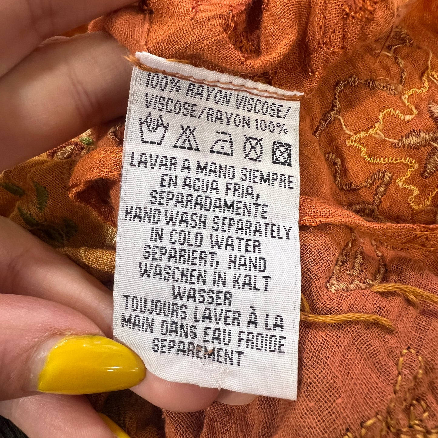 savage culture 00s brown orange patchwork triangle crop top with beaded fringes