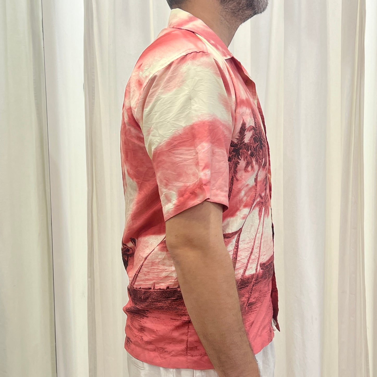 casanova 90s red tropical island sunset shirt