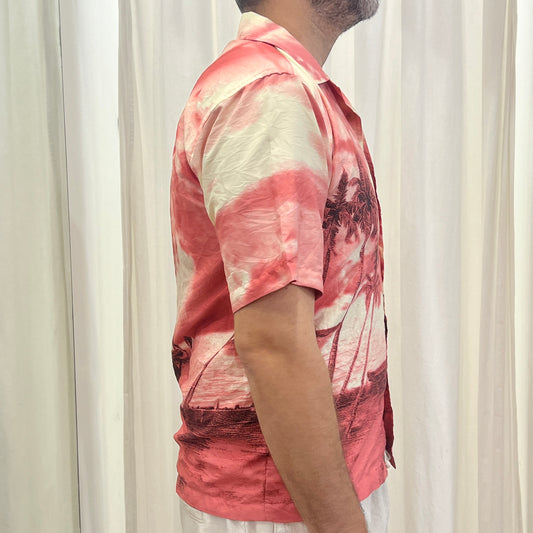 casanova 90s red tropical island sunset shirt