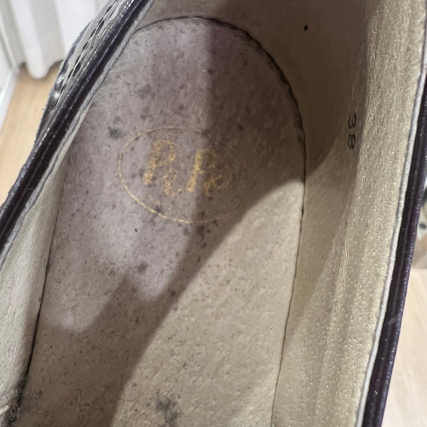 00s brown brogue polished leather soft-squared tip oxford shoes
