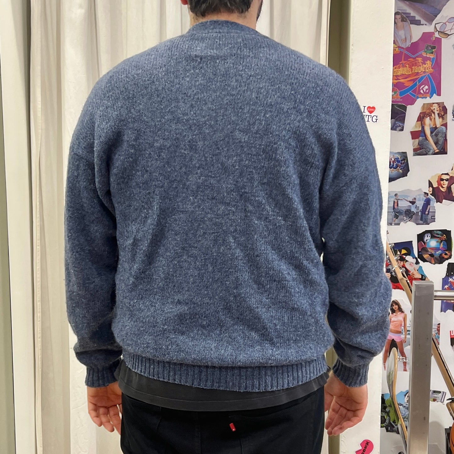 libero tutti 90s blue green argyle wool cardigan