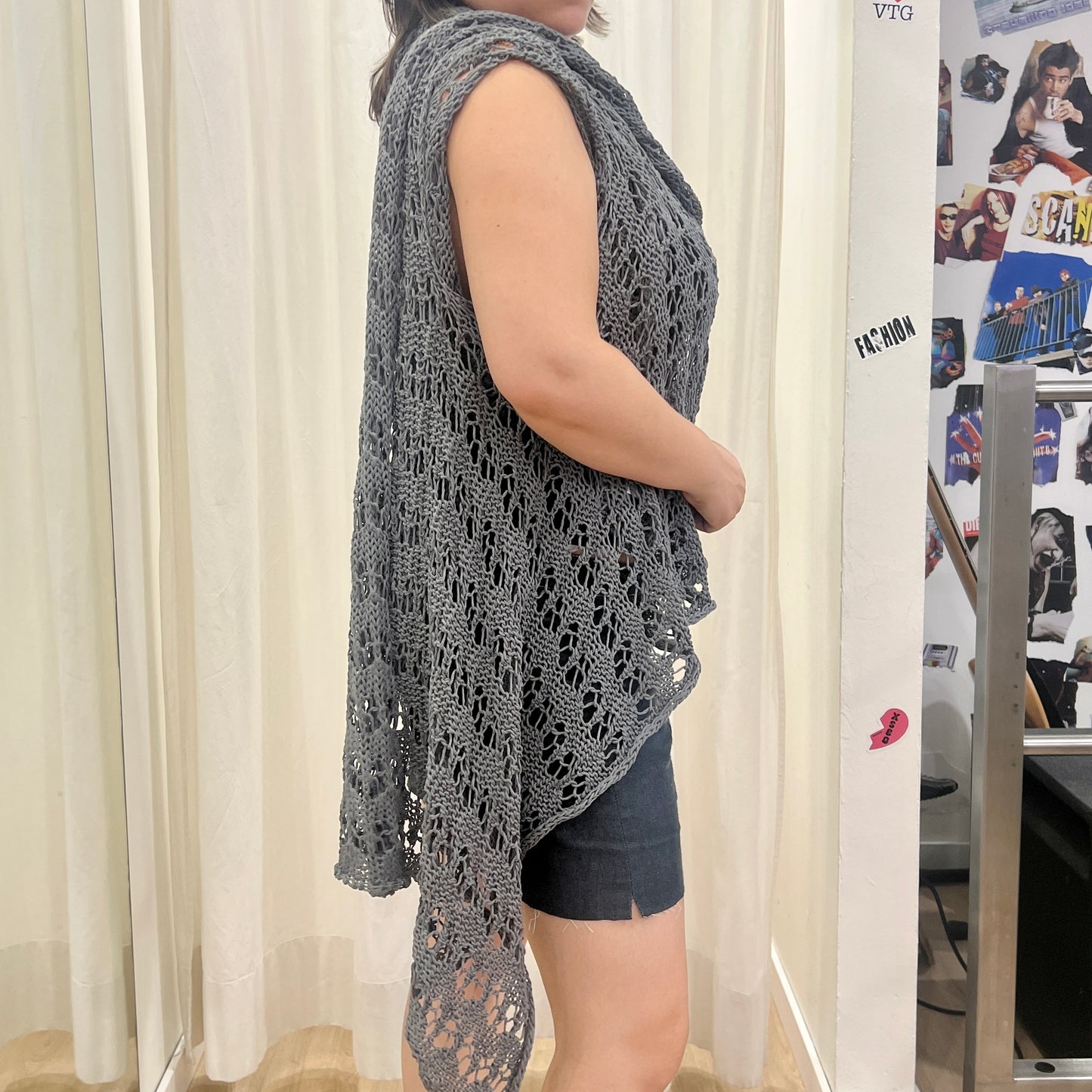 ixos 00s grey knit wrap around scarf cardigan