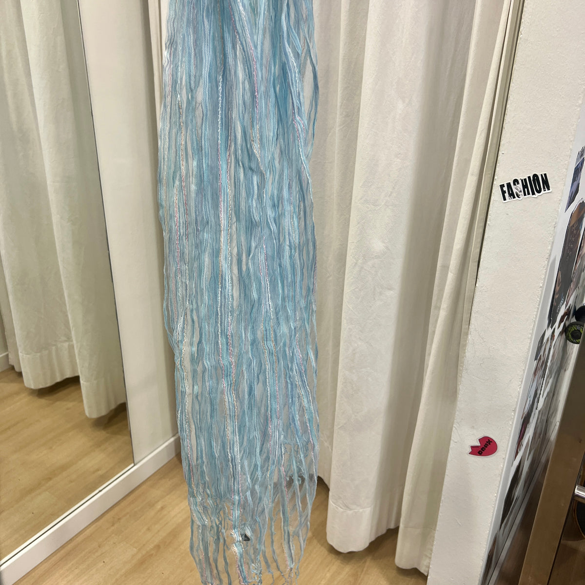 laura biagiotti 00s baby blue silk blend striped scarf