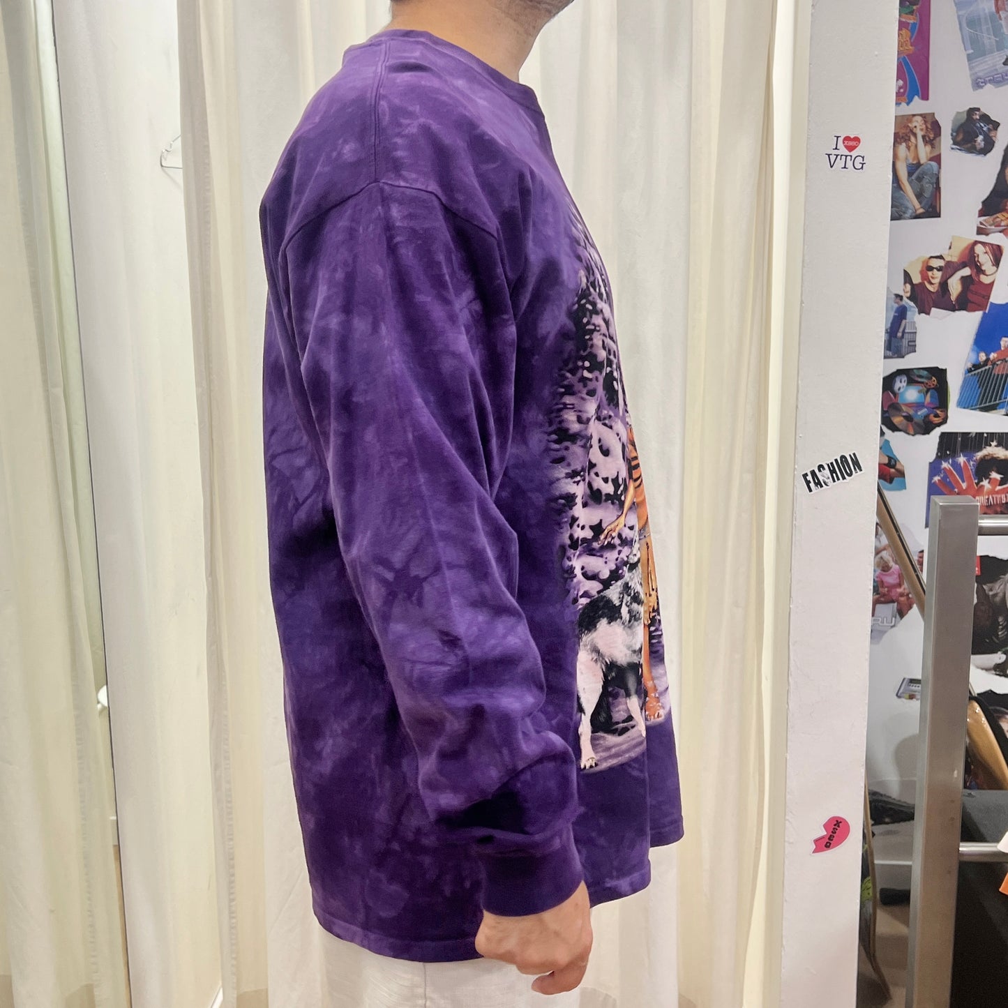 the mountain purple long sleeve tiedye tshirt with native american print