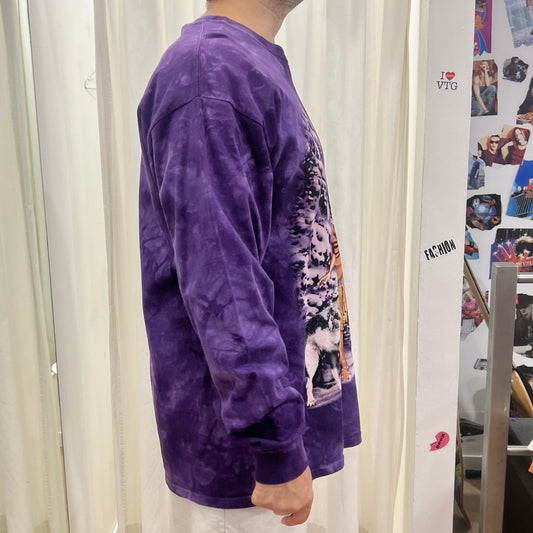 the mountain purple long sleeve tiedye tshirt with native american print