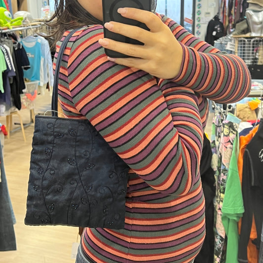 miss betty navy blue mini shoulder bag with sequins and crossbody strap