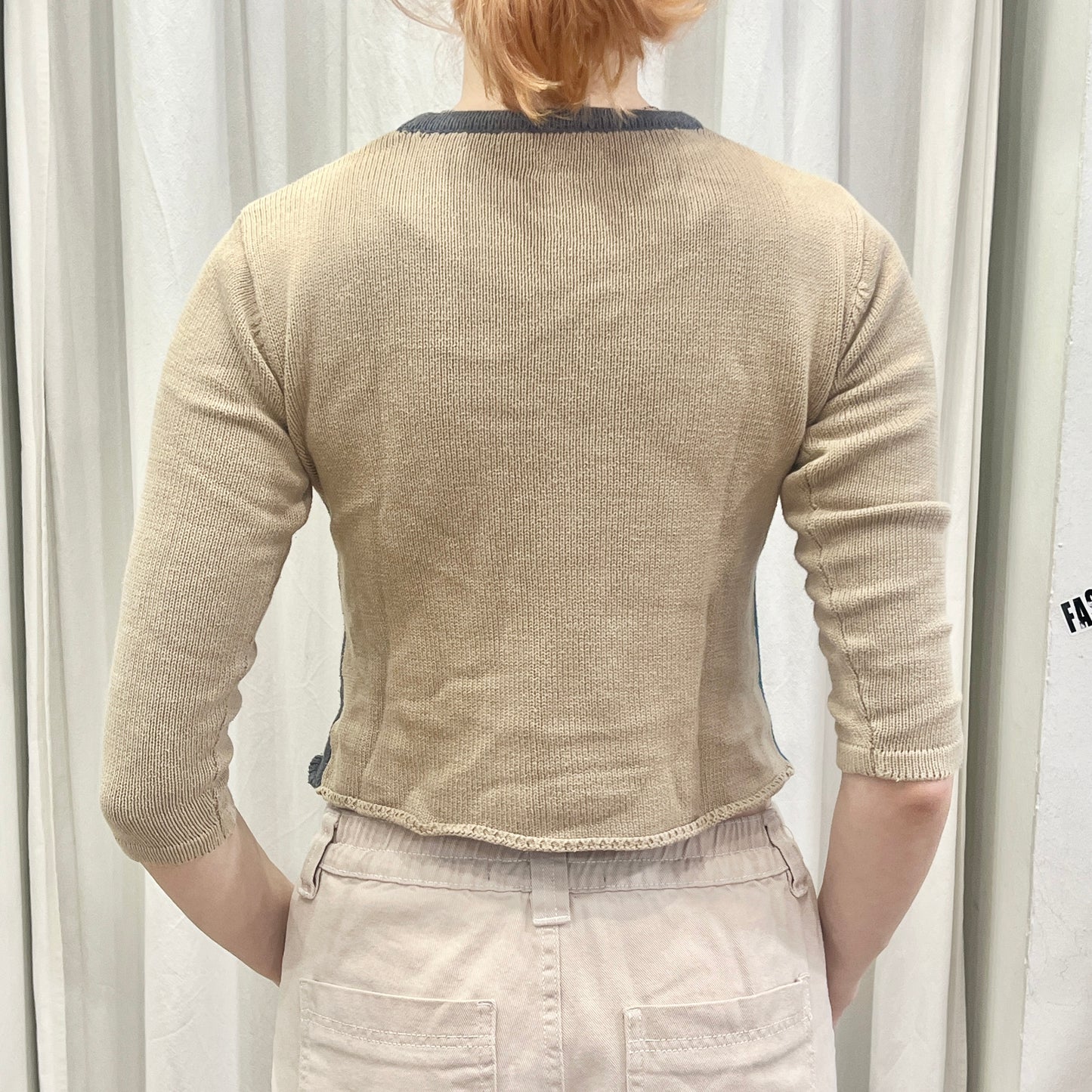 kenzo 90s colorblock crop knit cotton sweater