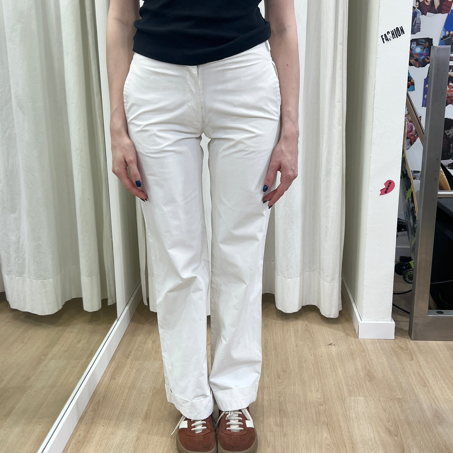 patrizia pepe 00s wax coated white cotton pants