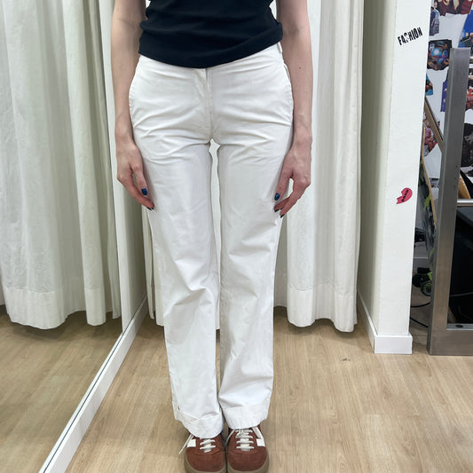 patrizia pepe 00s wax coated white cotton pants