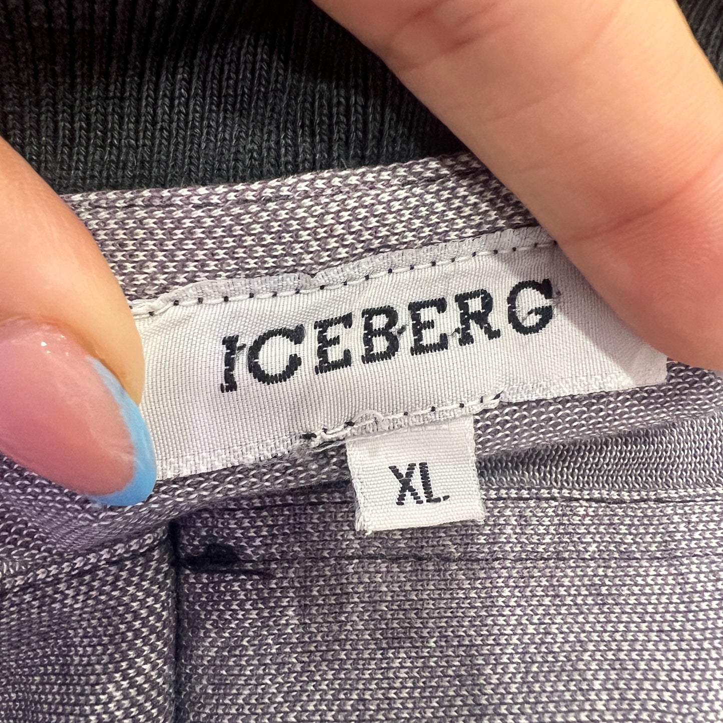 iceberg 90s grey polo tshirt with black trim