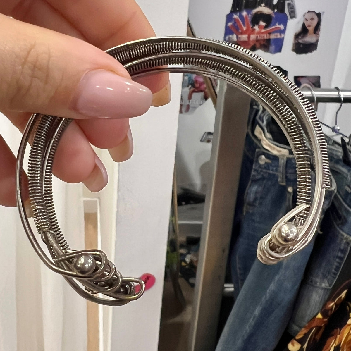 silver multi strand cuff bracelet