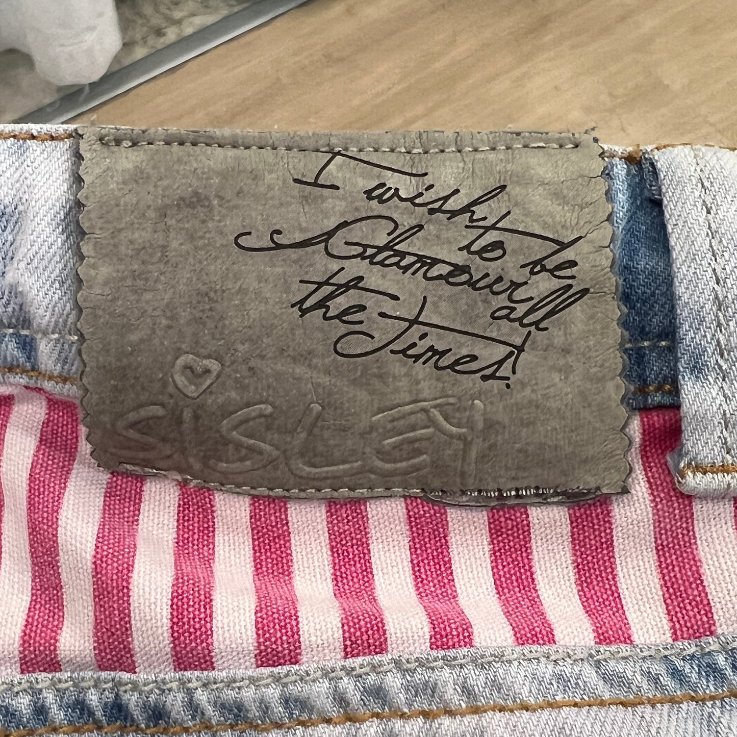 sisley 00s us flag distressed denim shorts