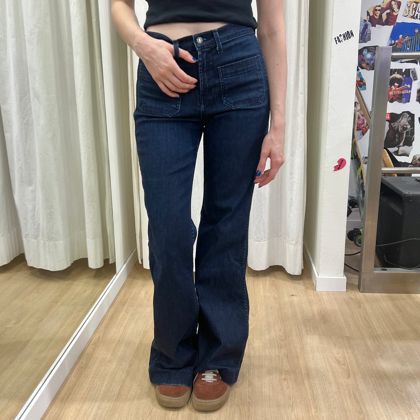 j brand 00s dark wash high waisted flared jeans