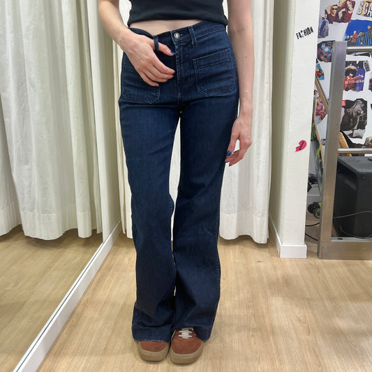 j brand 00s dark wash high waisted flared jeans