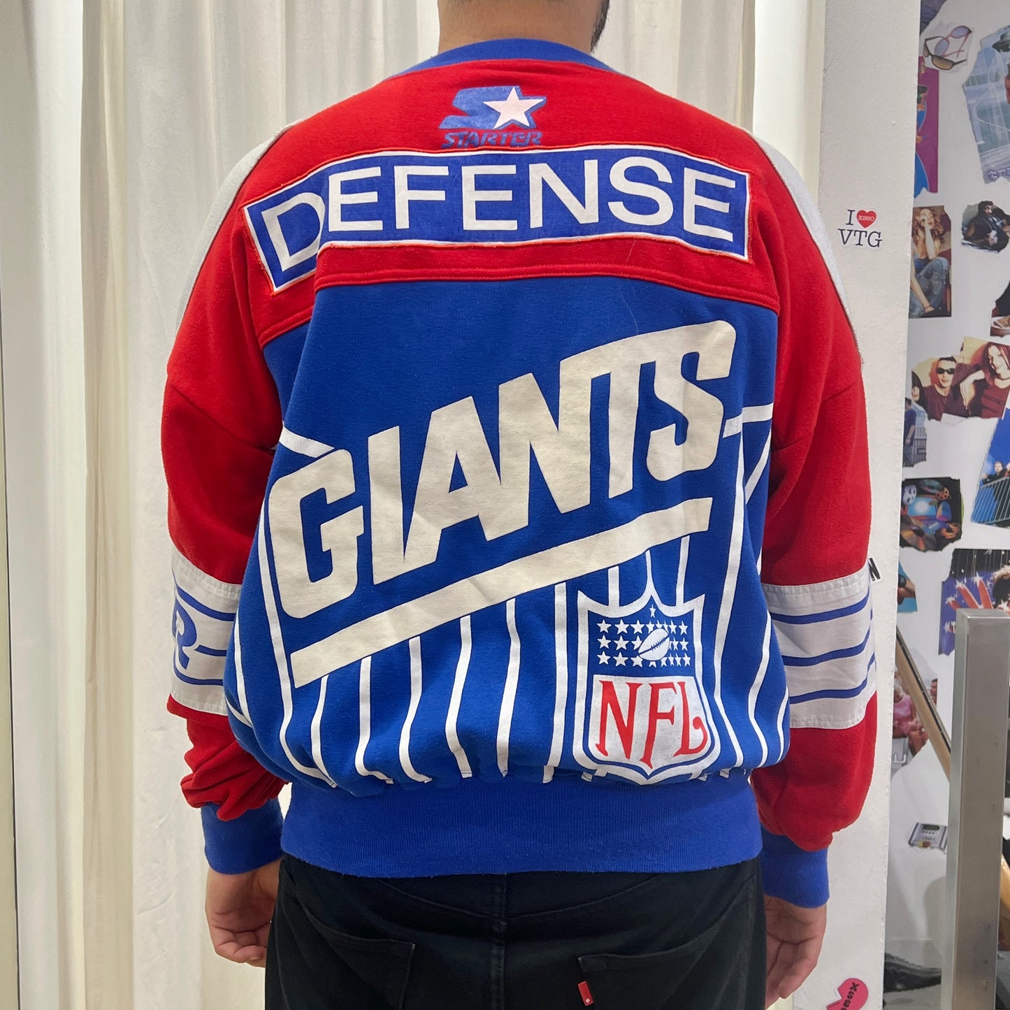 starter 90s red blue new york giants sweatshirt