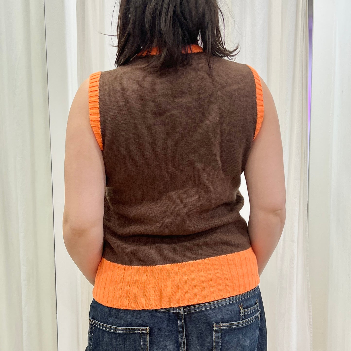 wild and lethal trash w&lt 00s brown orange wool knit vest