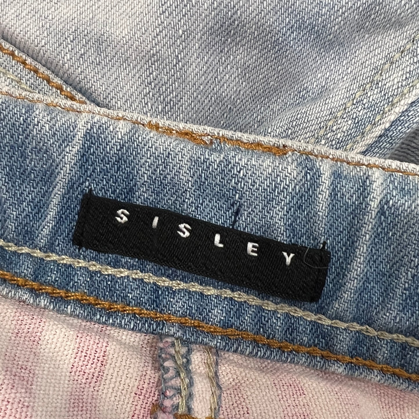 sisley 00s us flag distressed denim shorts