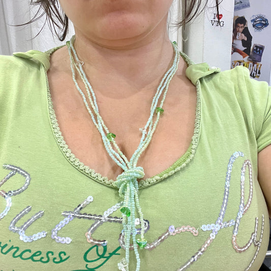 aqua green beaded strings
