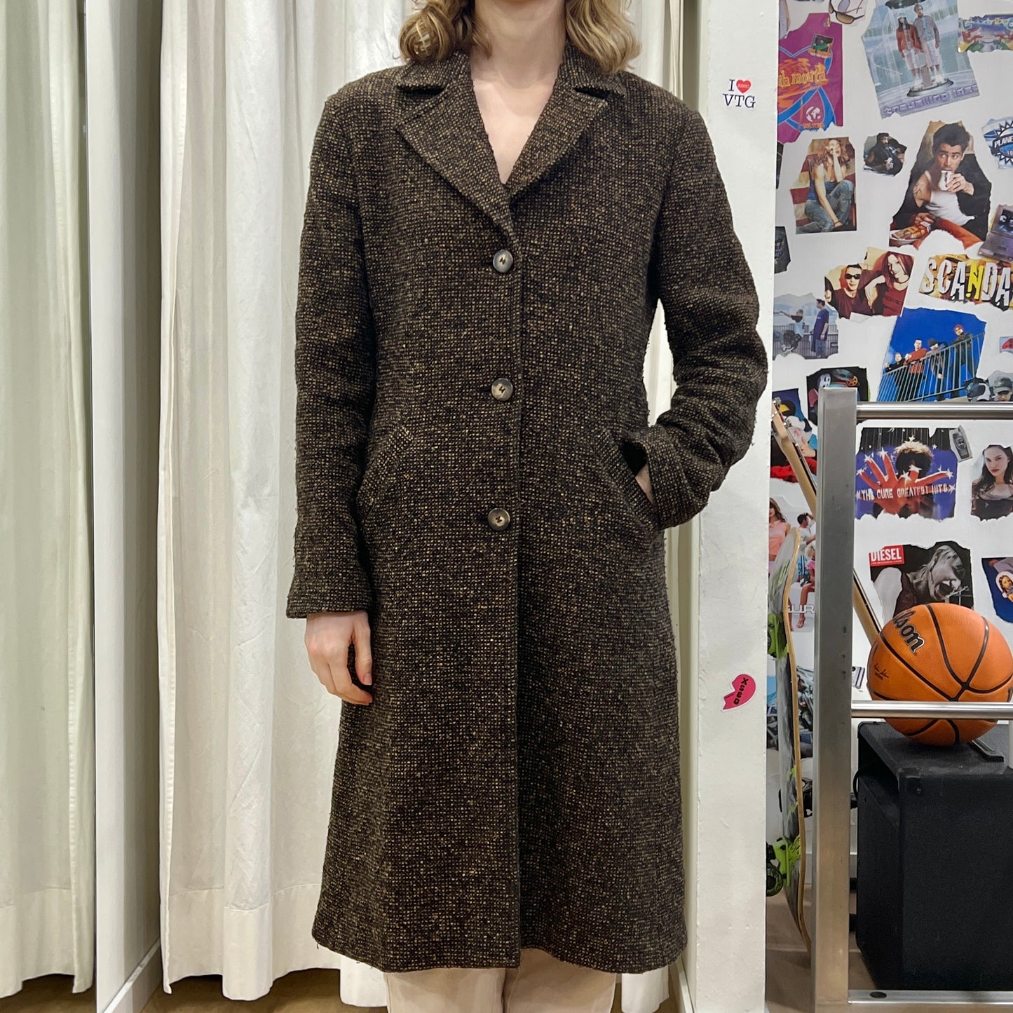 stefanel 00s brown wool coat