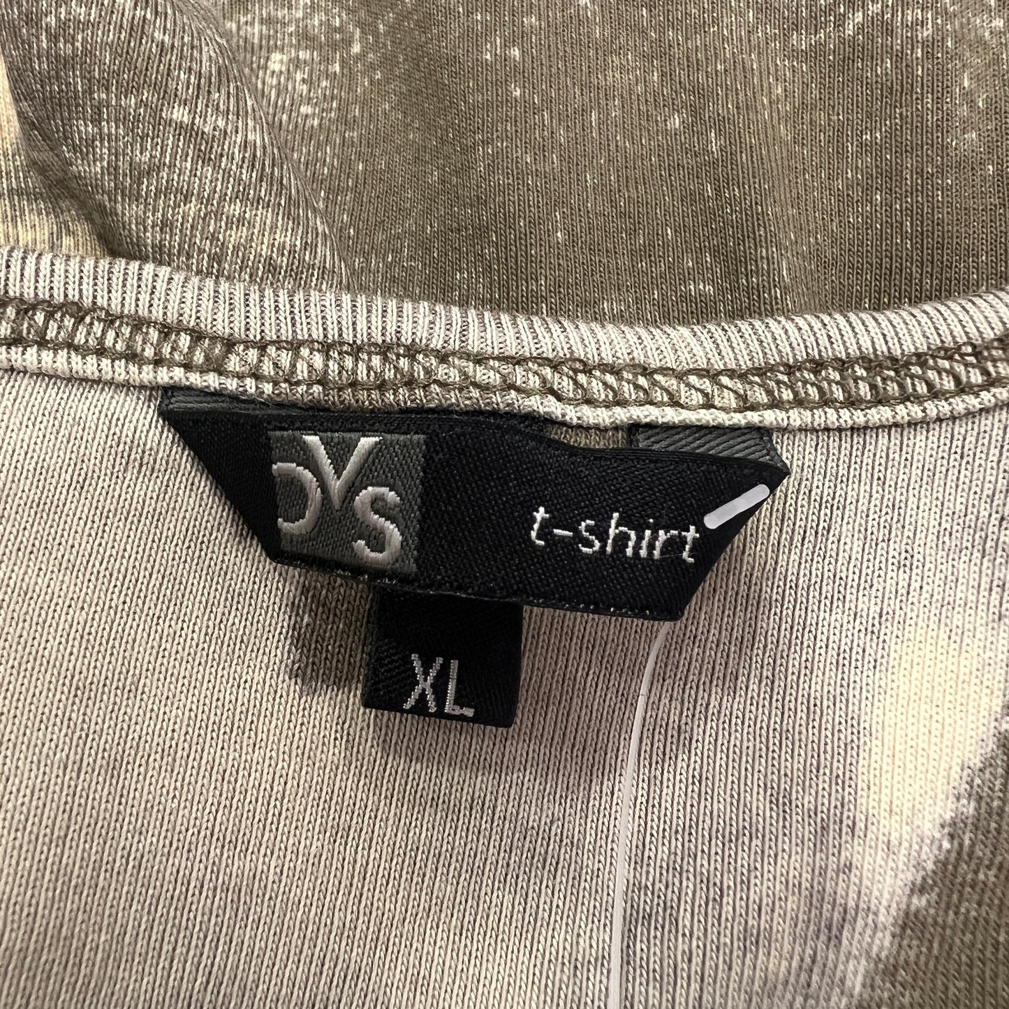 reworked khaki tank top with diagonal cut and hawaiian flowers bleach print