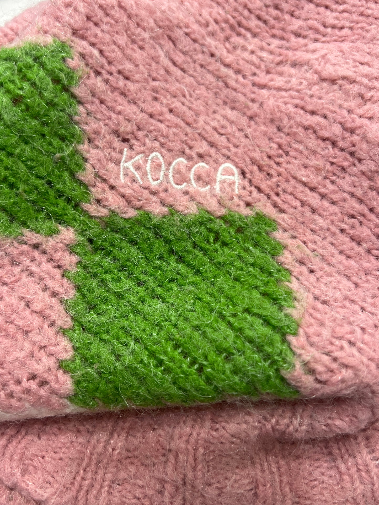 kocca 00s pink argyle roll neck wool sweater