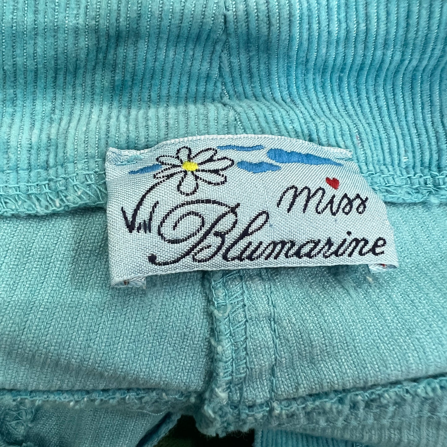 blumarine 00s turquoise corduroy velvet capri pants with rhynestones