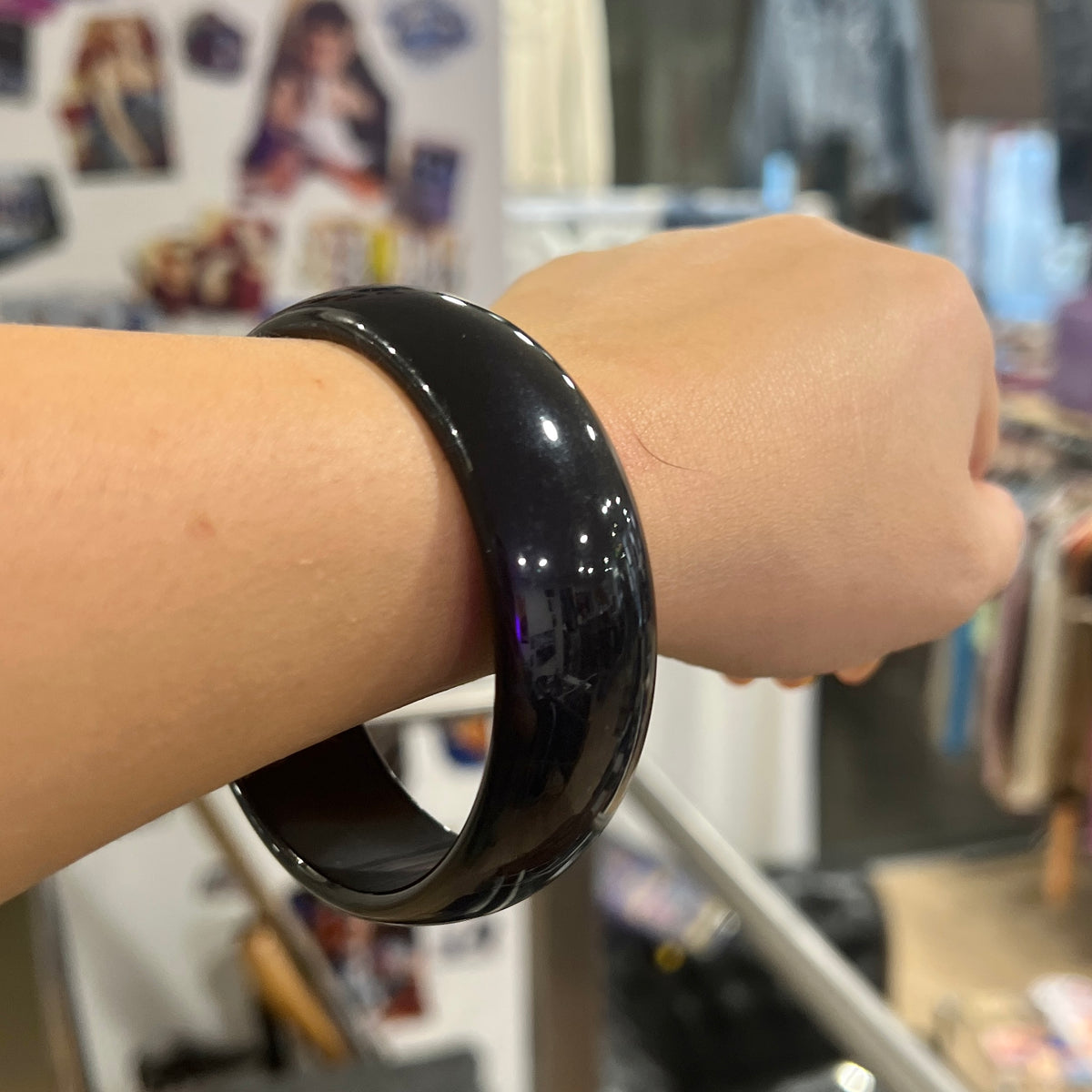 black resin chunky bangle bracelet