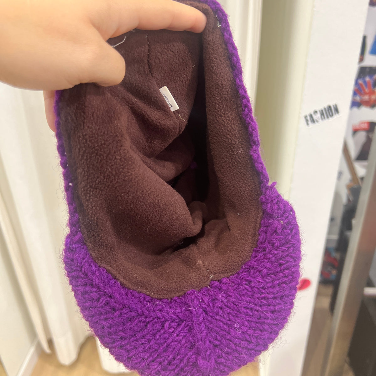 purple striped wool knit berret