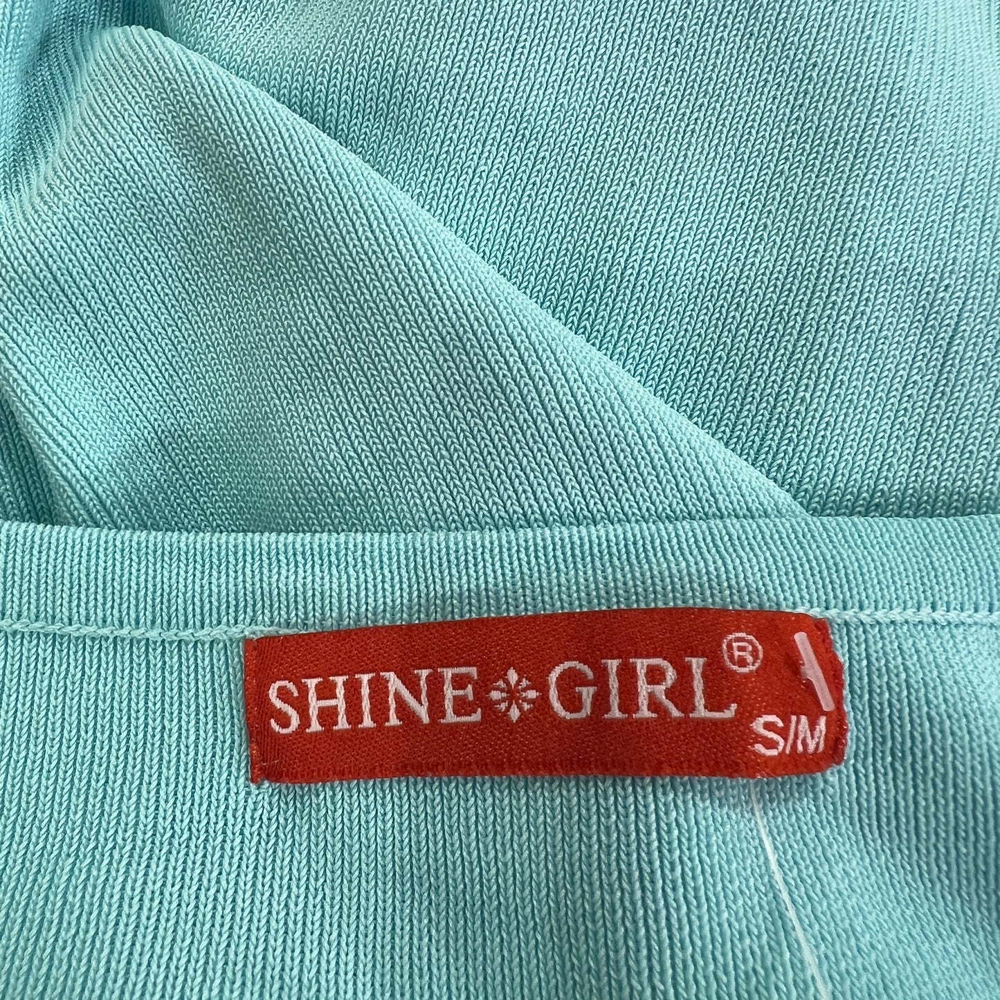 shine girl 00s turquoise ribbed silk blend cami top with beaded v neck