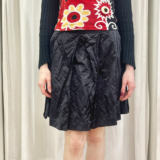 see by chloé 00s black crinkled satin skirt