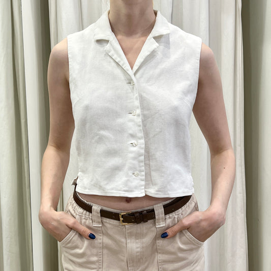 moschino 00s white crop sleeveless shirt vest
