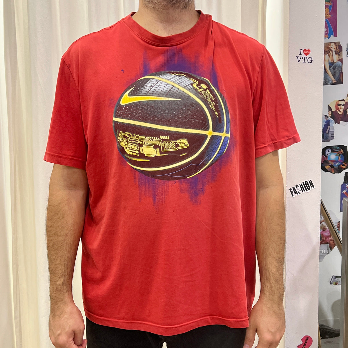 nike dri-fit red tshirt with basketball