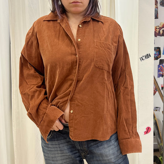 alexia 00s light brown corduroy velvet shirt