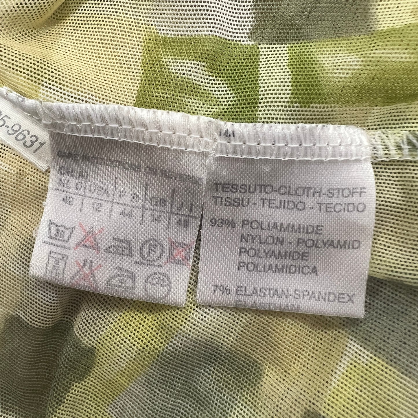 marella 00s green white mesh square print tshirt