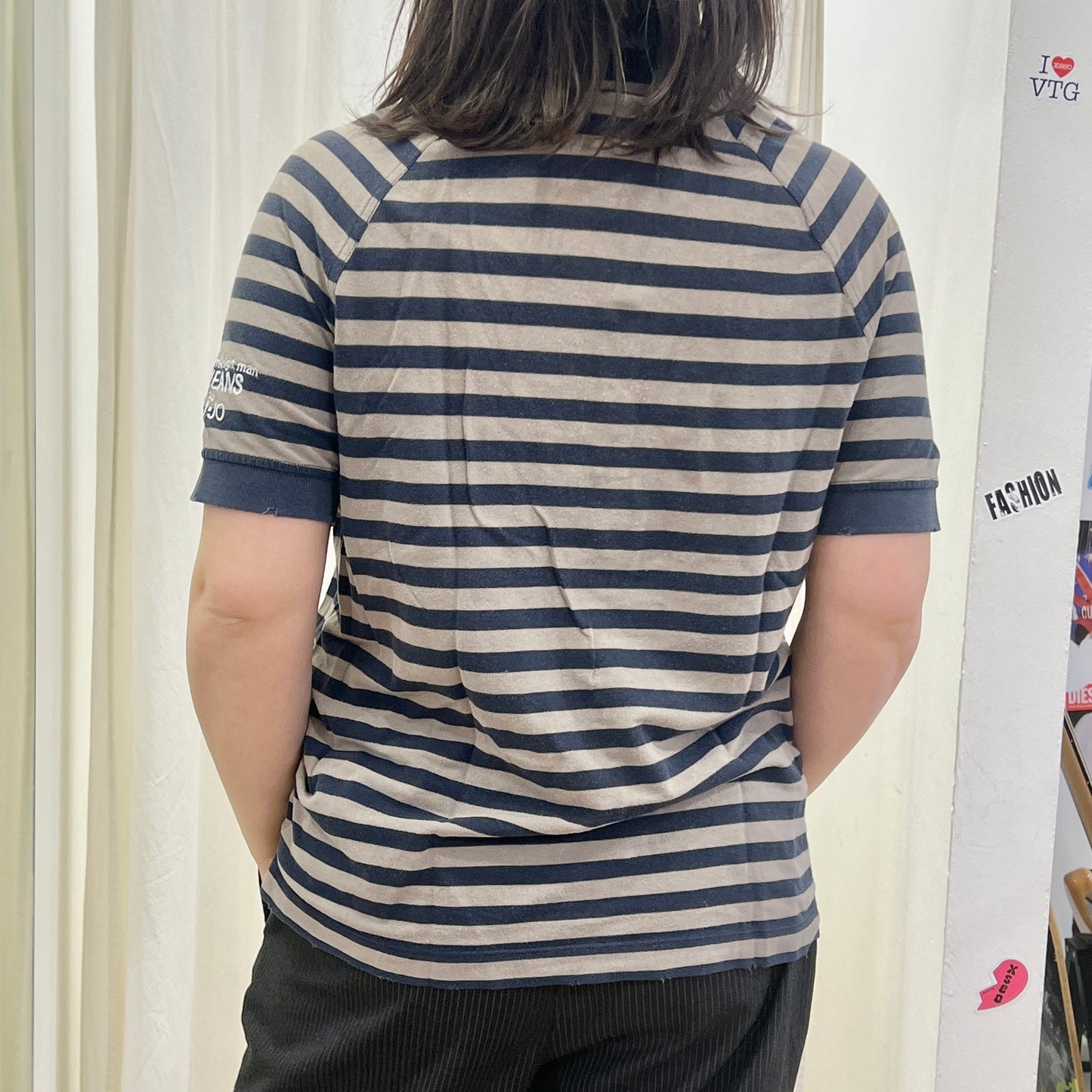 liu jo 00s beige navy striped polo tshirt