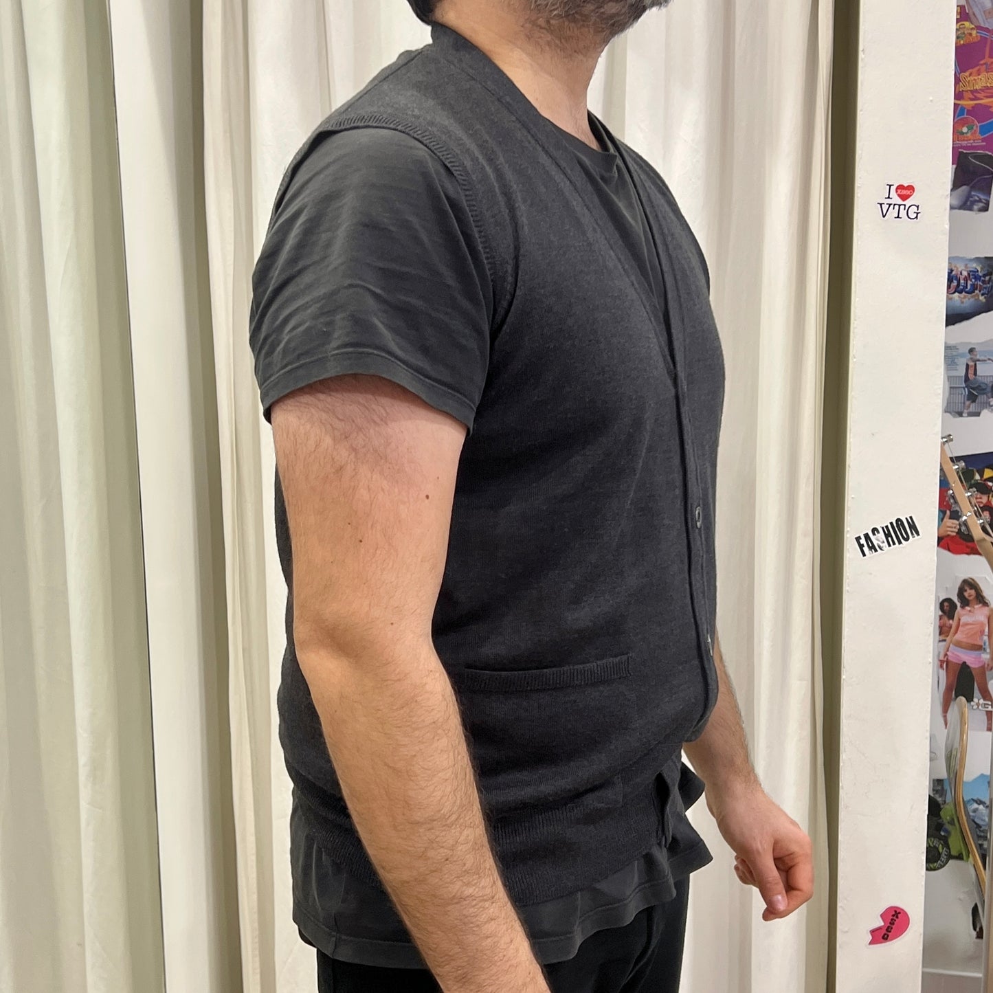 valentino 00s dark grey wool cardigan vest