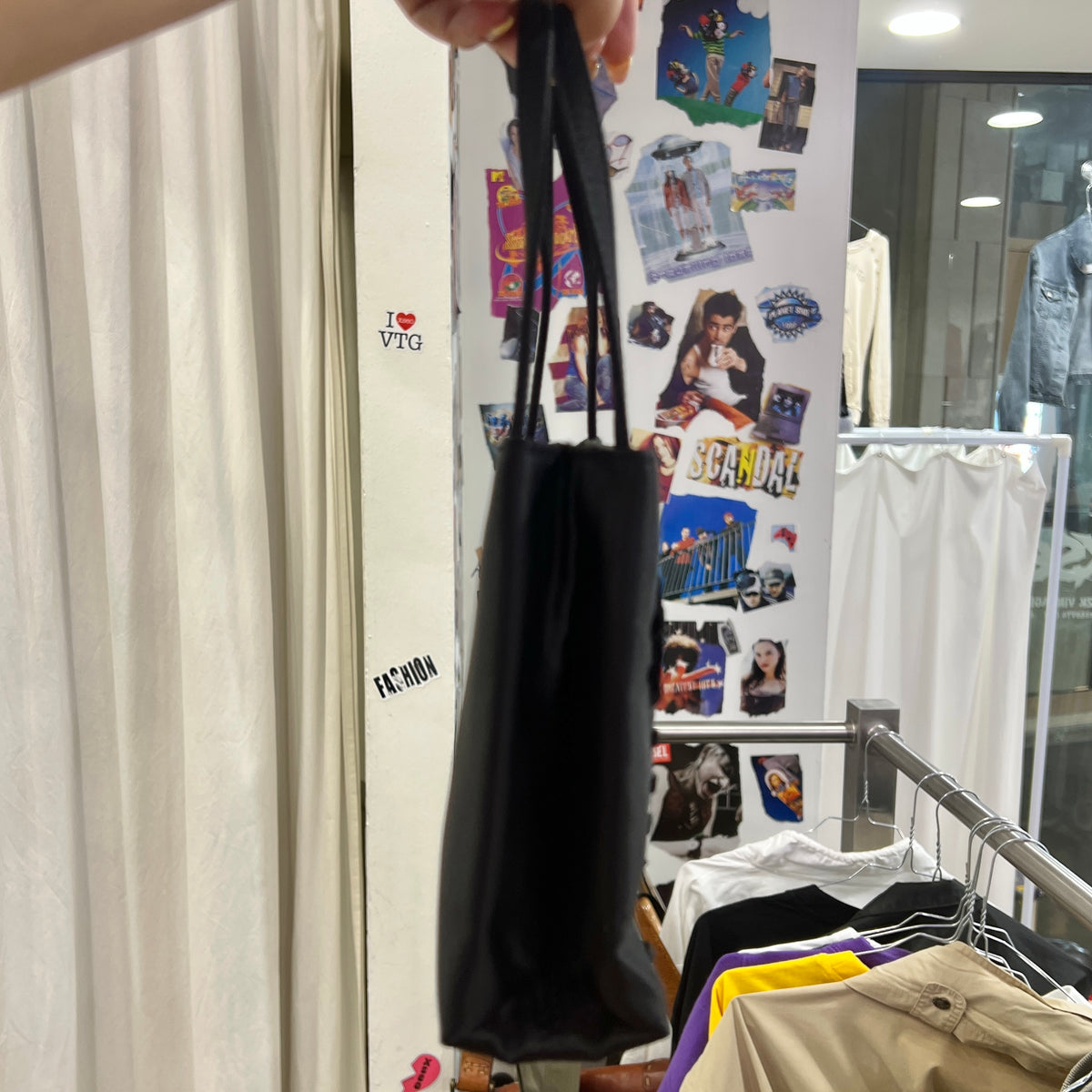 00s mini black satin handbag with floral embroidery and crossbody strap