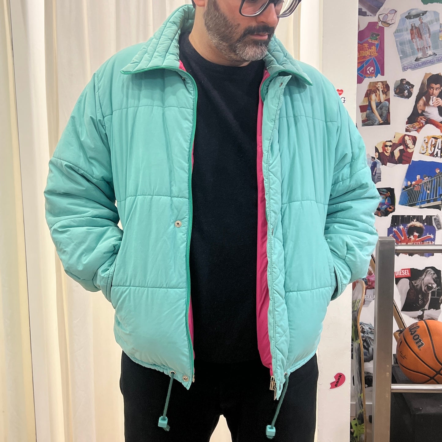 trissi 90s neon green puffer jacket