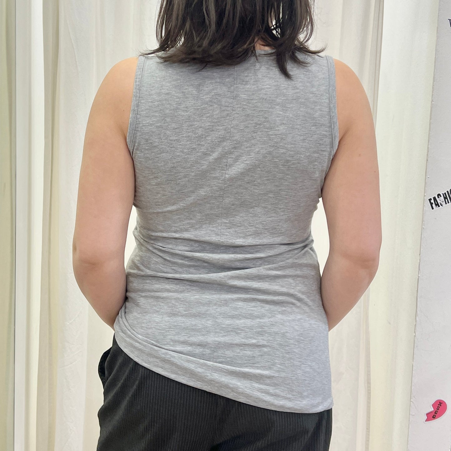 kocca 00s grey ruched neckline tank top