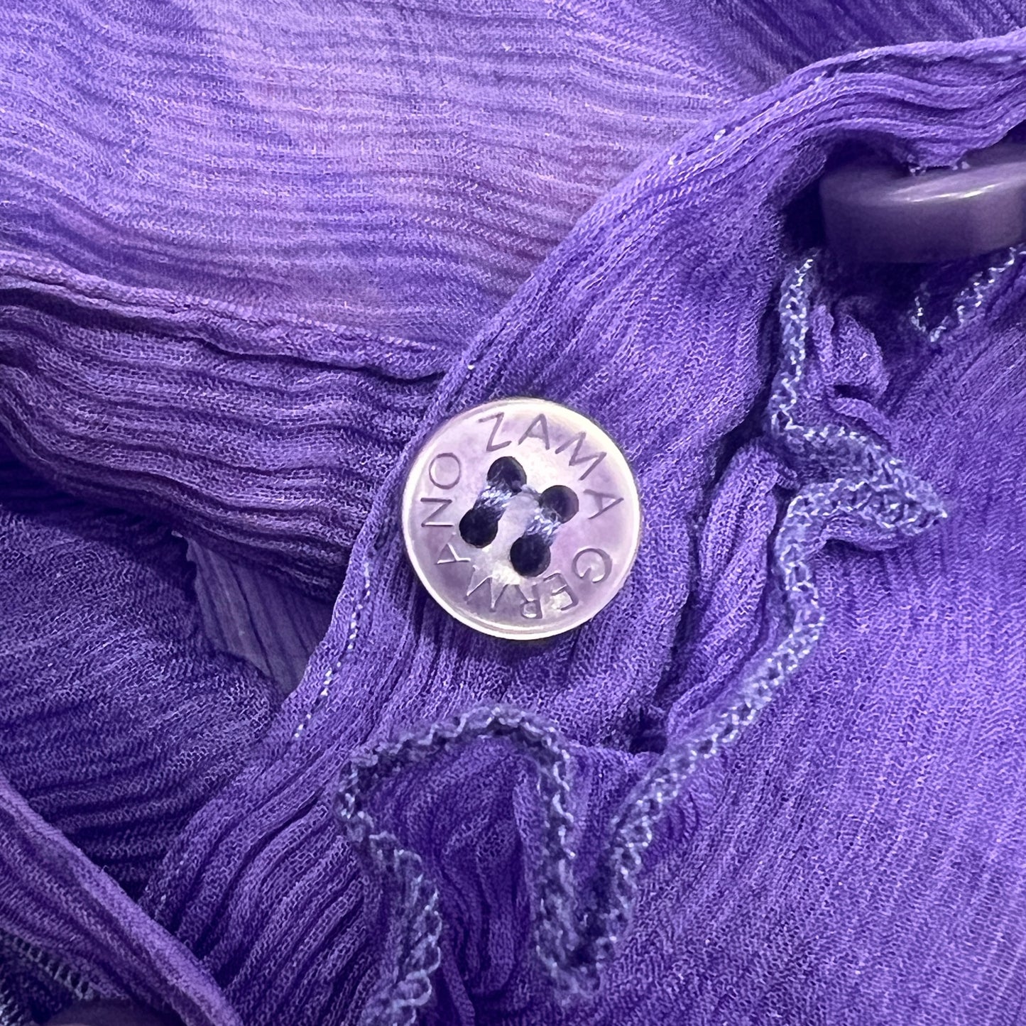 germano zama 00s purple sheer silk top with ruffles