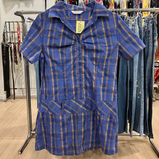 zoteno '00 abitino camicia scozzese blu maniche corte