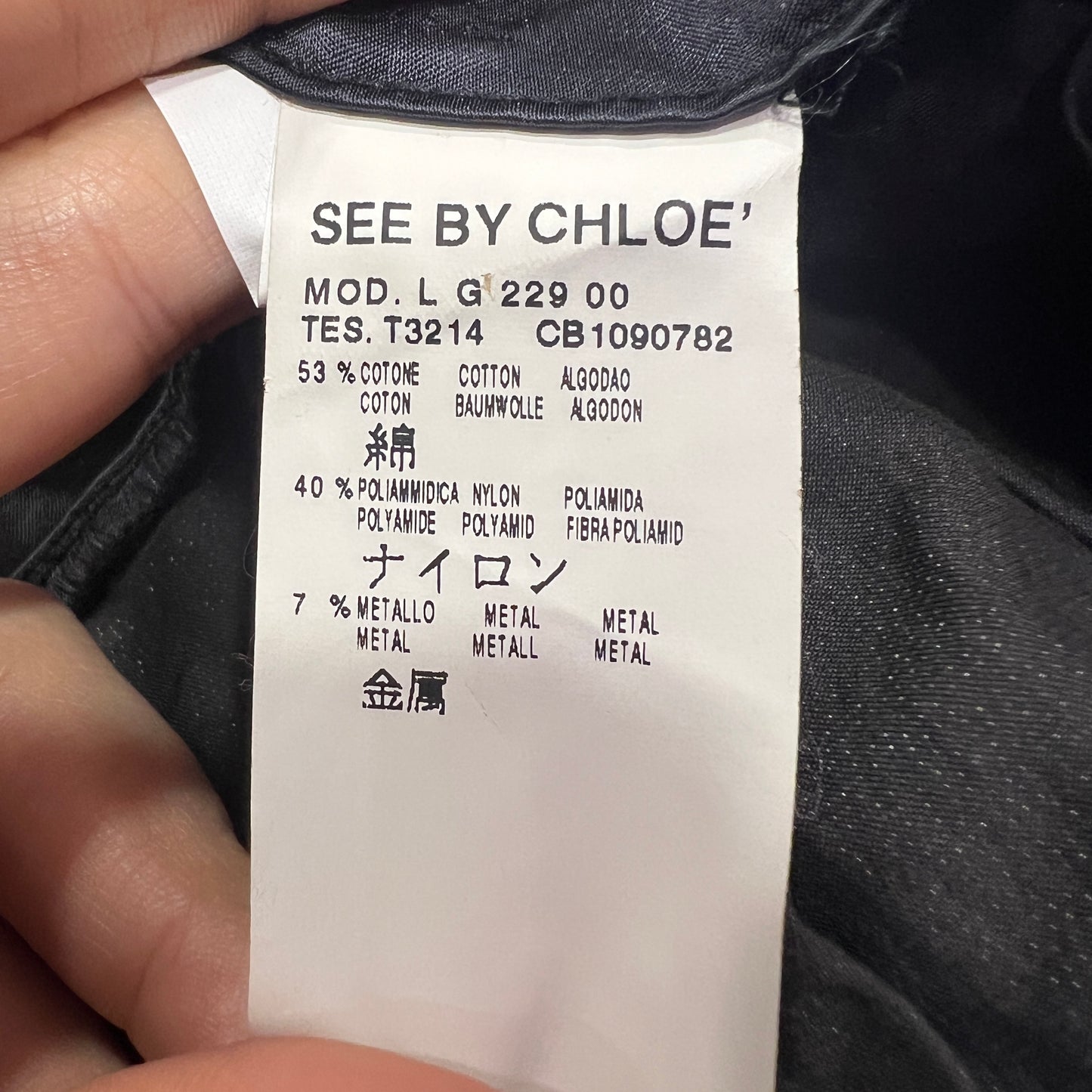 see by chloé 00s black crinkled satin skirt