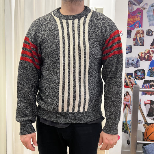 ciao 90s black wool sweater with red white stripes