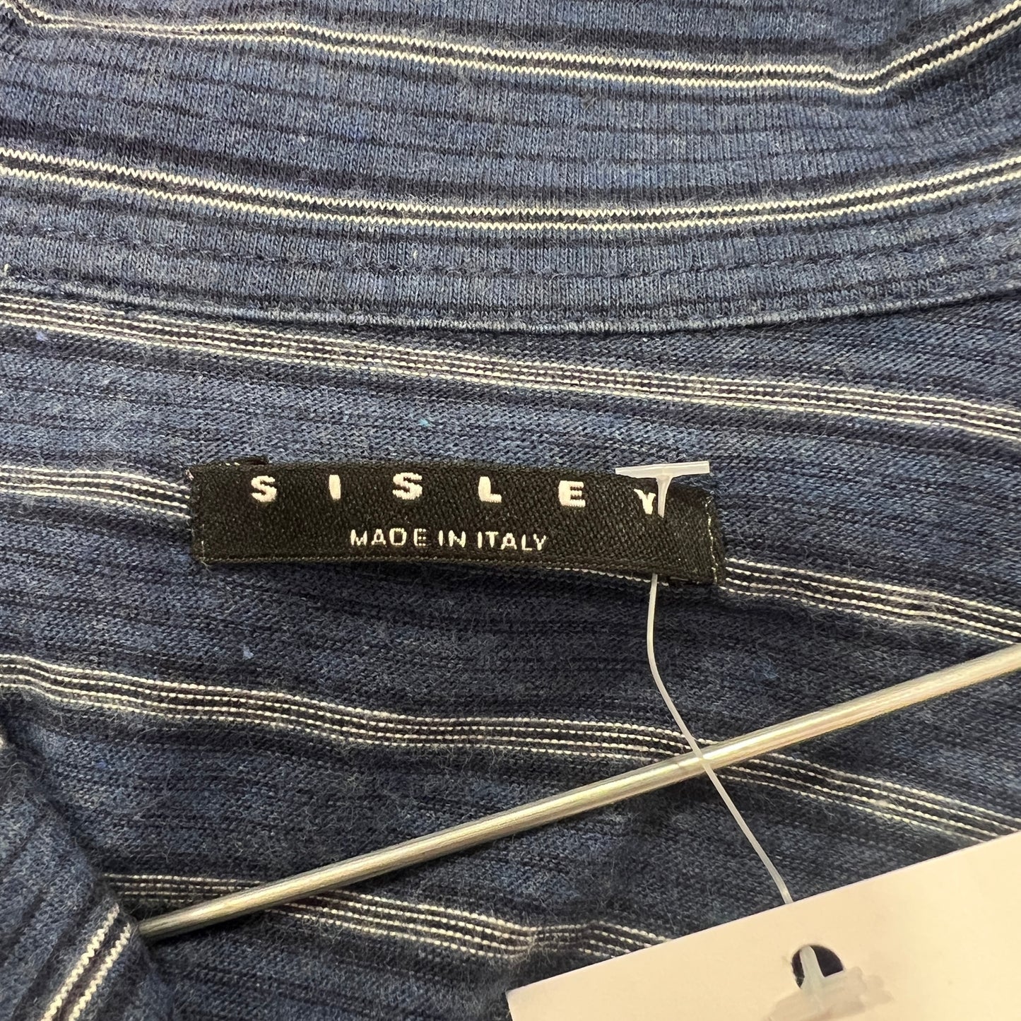 sisley navy blue striped tshirt with polo collar